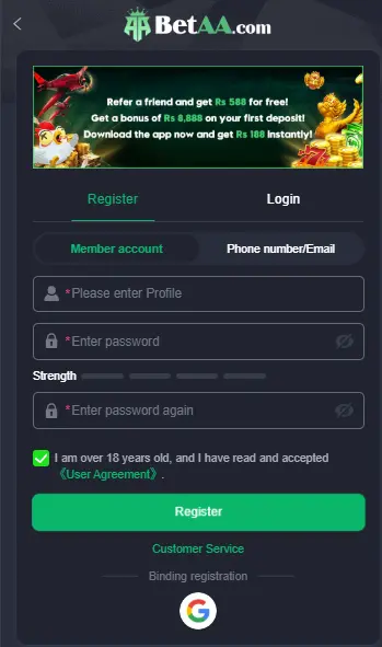 BetAA Game Login